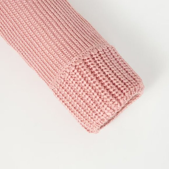 Moncler Pink Fleece Puffer Jacket with Knit Sleeves & Turtleneck | Size S - Picture 11 of 12